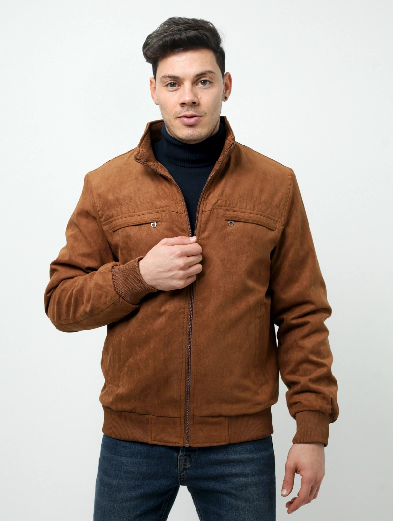 Blouson zippé aspect velours